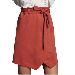 Anthropologie Burnt Orange Petula Sueded Mini Wrap Skirt Women's‎ Sz. Small